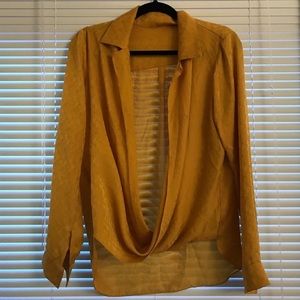 Reformation mustard blouse